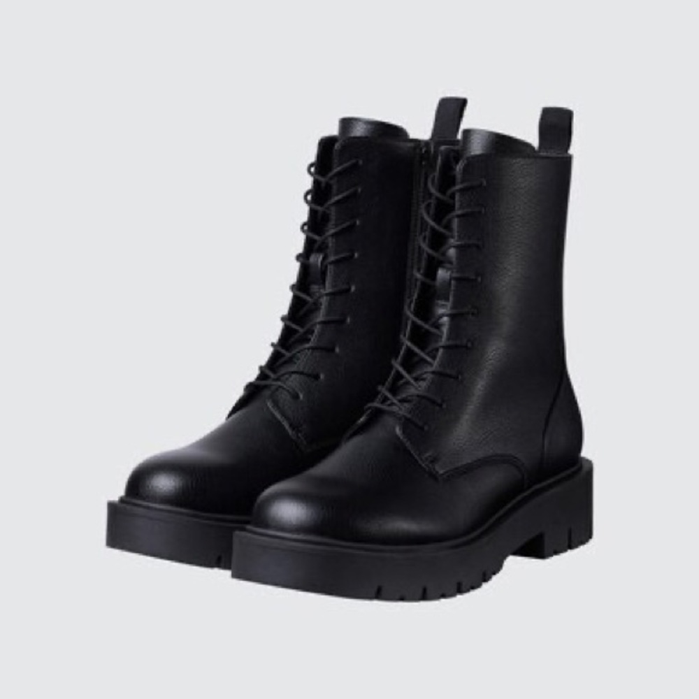 Uniqlo Combat Boots, Black, Size 7